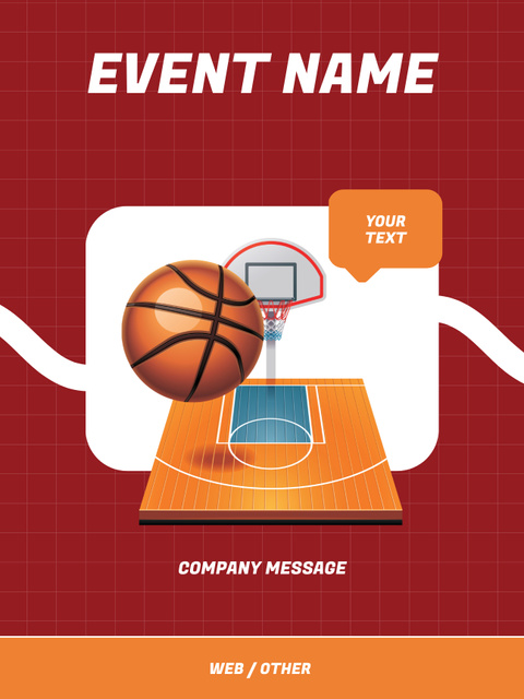 Advertising Basketball Championship with Ball Poster US Design Template