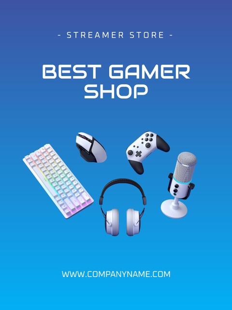 Gaming Shop Ad with Devices Poster US tervezősablon