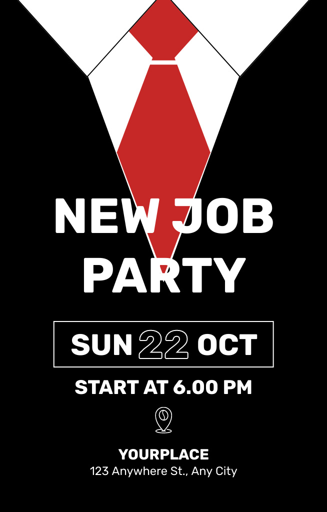 Designvorlage New Job Party on Black für Invitation 4.6x7.2in