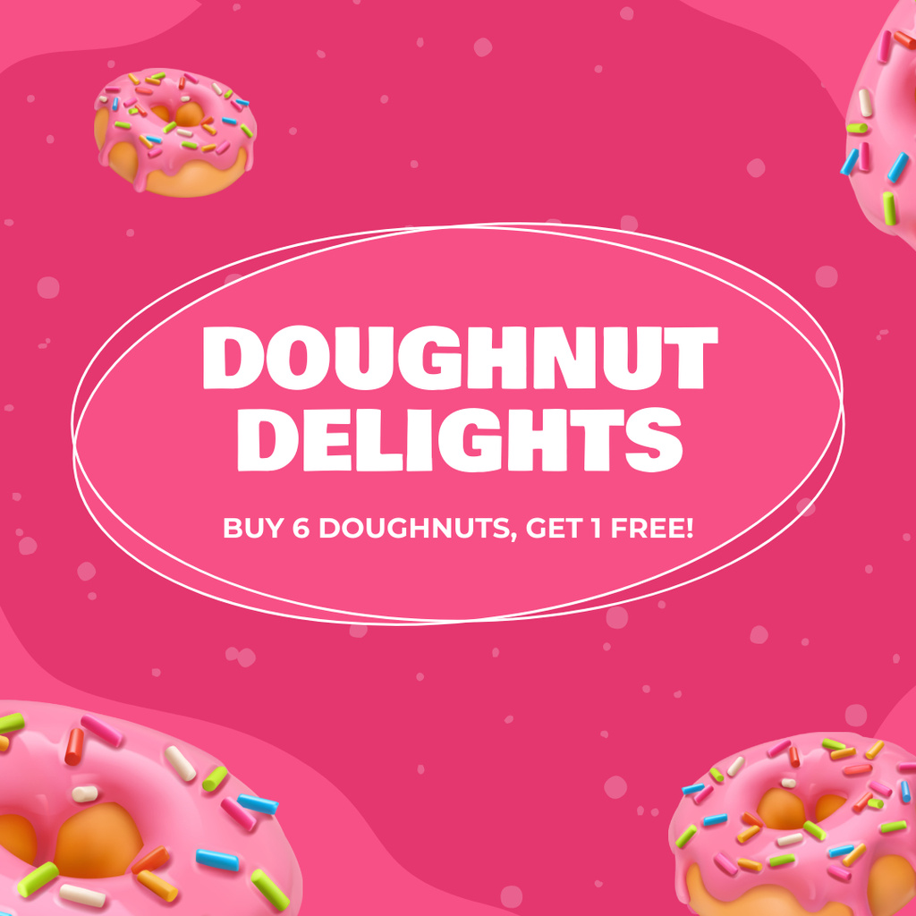 Doughnut Delights Special Promo in Pink Instagram Tasarım Şablonu
