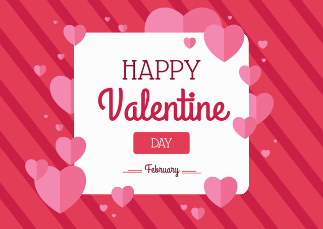 Valentine's Day Greeting on Pink with Cute Hearts Card – шаблон для дизайна