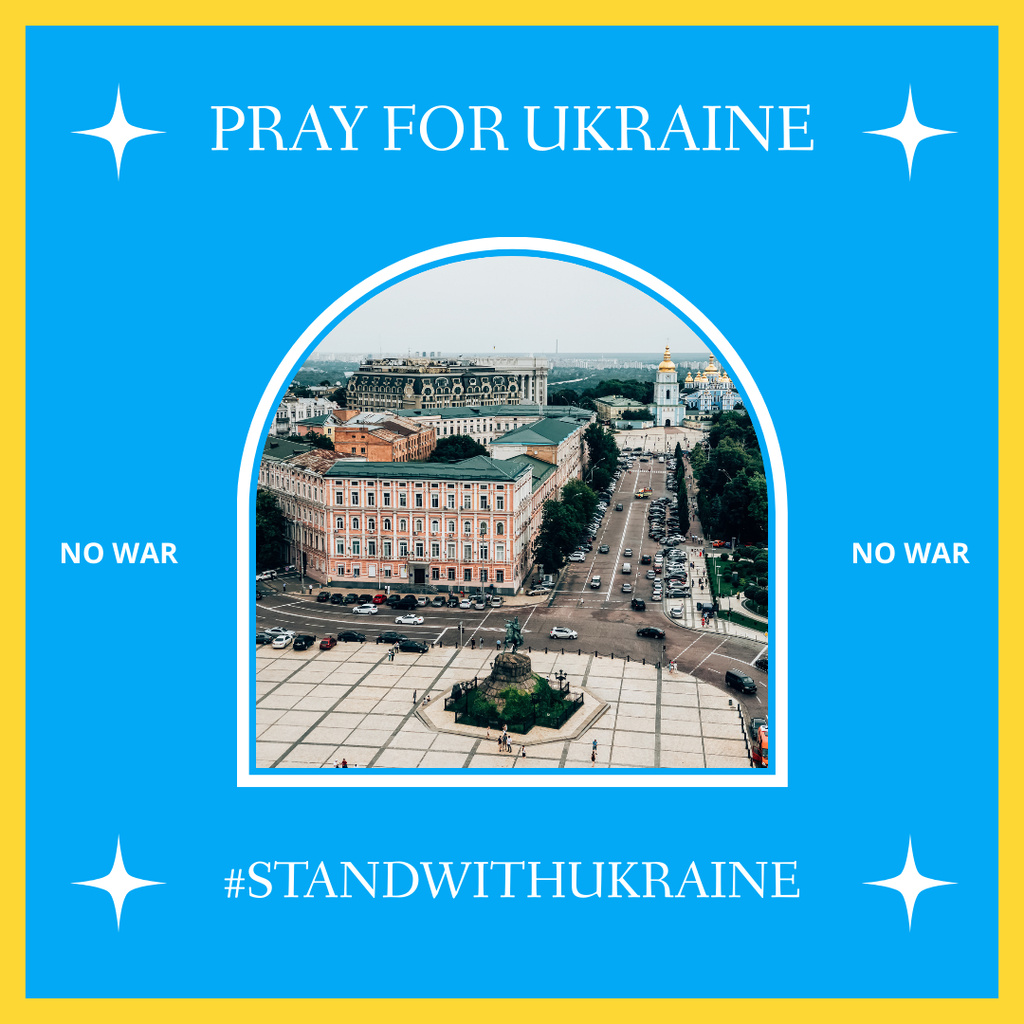 Fascinating Cityscape And Supporting Ukraine Phrase Instagram Design Template