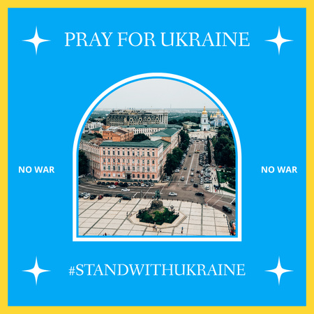 Plantilla de diseño de Paisaje urbano fascinante y frase de Ucrania de apoyo Instagram 