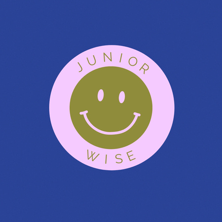 Ontwerpsjabloon van Logo van school ad met schattig emoji gezicht