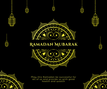 Ramadan Month Greeting with Lanterns Facebook Design Template