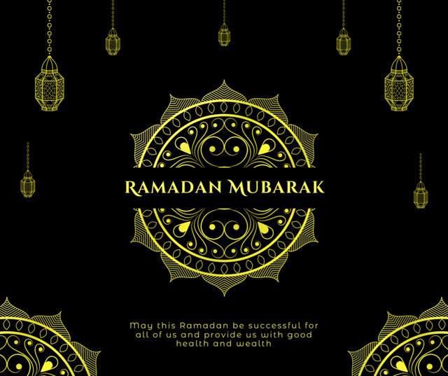 Ramadan Month Greeting with Lanterns Facebook Πρότυπο σχεδίασης