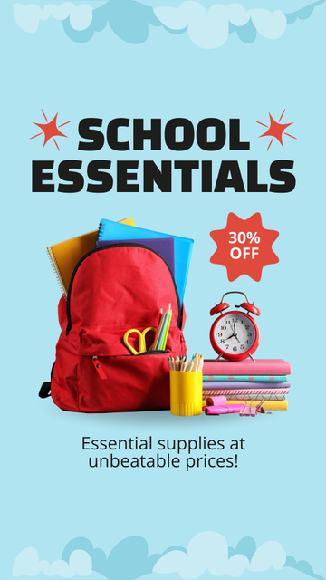 Sale of Basic School Supplies Instagram Story – шаблон для дизайна
