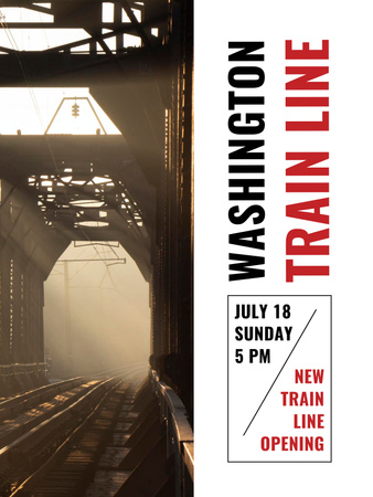 Train Line Opening Announcement Station Interior Poster US – шаблон для дизайна