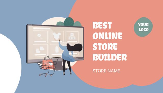 Ontwerpsjabloon van Business Card US van Advertisement for Best Online Store Creation Service