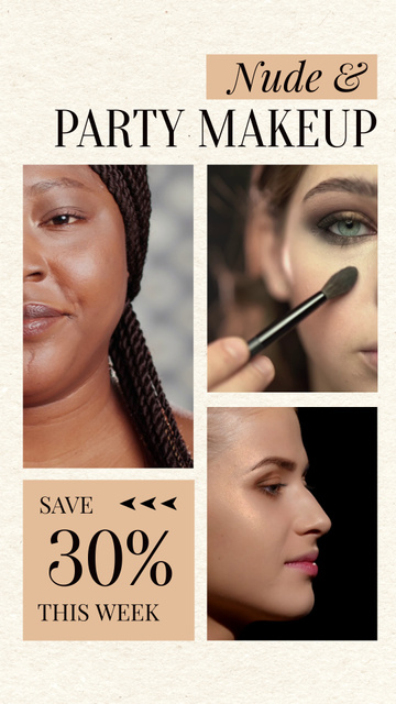 Modèle de visuel Nude And Party Makeups Offer With Discount - Instagram Video Story