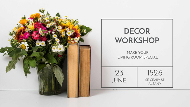 Template di design Cute Flower Bouquet with Old Books FB event cover
