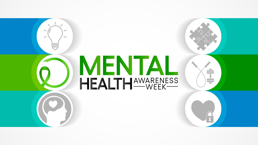 Mental Health Week Announcement with Icons Zoom Background Modelo de Design