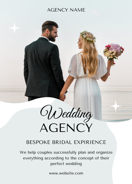 Designvorlage Wedding Agency Ad with Beautiful Loving Couple für Flayer