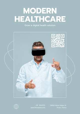 Digital Healthcare Services Poster Modelo de Design