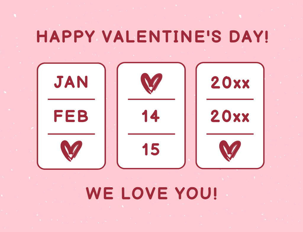 Plantilla de diseño de Valentine's Day Greeting In Pink Color Thank You Card 5.5x4in Horizontal 