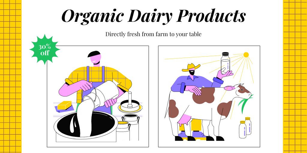 Discounted Organic Dairy Offer Twitter Design Template