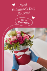 Flowers Shop Offer on Valentine's Day with Florist holding Bouquet