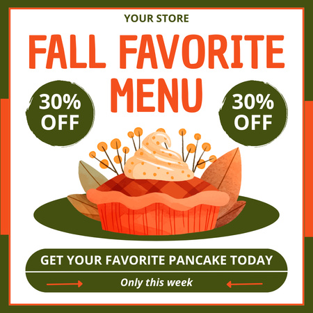 Autumn Discount on Delicious Pancakes Animated Post Design Template