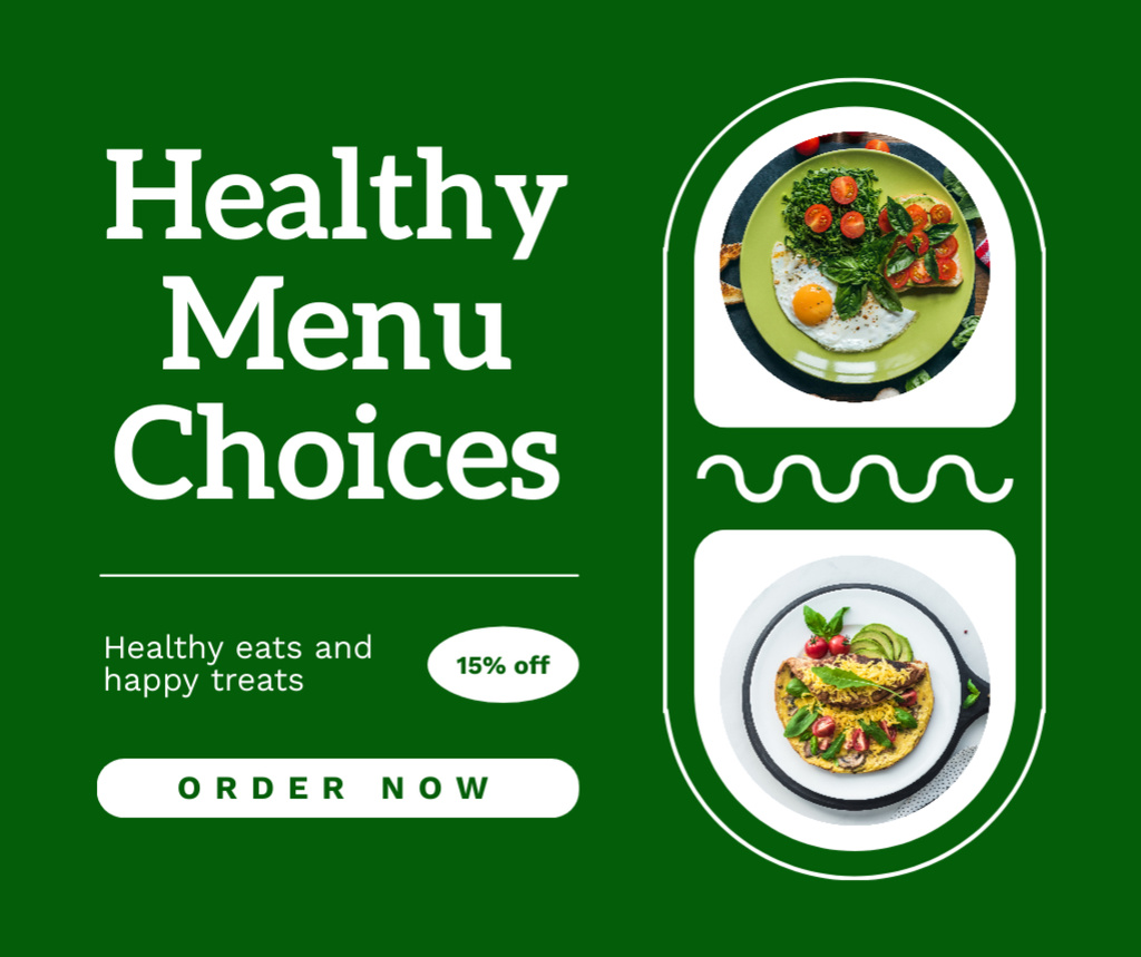 Healthy Menu Choices Ad with Tasty Dishes Facebook Modelo de Design