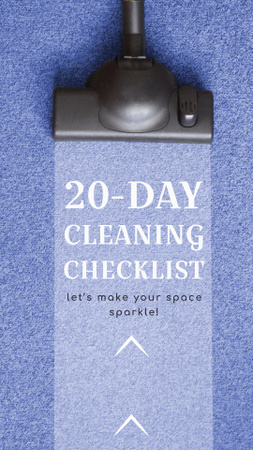 Modèle de visuel Liste de contrôle de nettoyage pendant vingt jours avec aspirateur - Instagram Video Story
