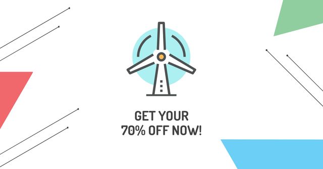 Discount Ad with Wind Turbine Facebook AD Design Template