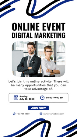 Plantilla de diseño de Evento en línea sobre el anuncio de marketing digital Instagram Story 