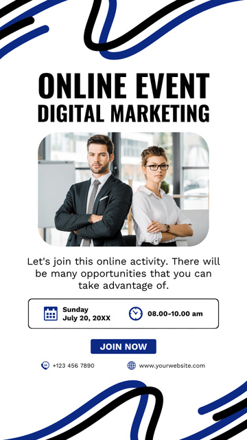 Online Event About Digital Marketing Announcement Instagram Story tervezősablon