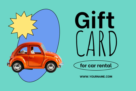 Car Rent Offer with Red Retro Car Gift Certificate Design Template