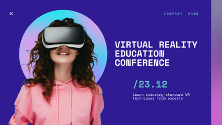 Virtual Reality Conference with Smiling Woman in Glasses Full HD video Design Template