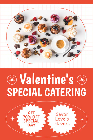 Ontwerpsjabloon van Pinterest van Valentijnsdag speciale cateringservice tegen een gereduceerde prijs
