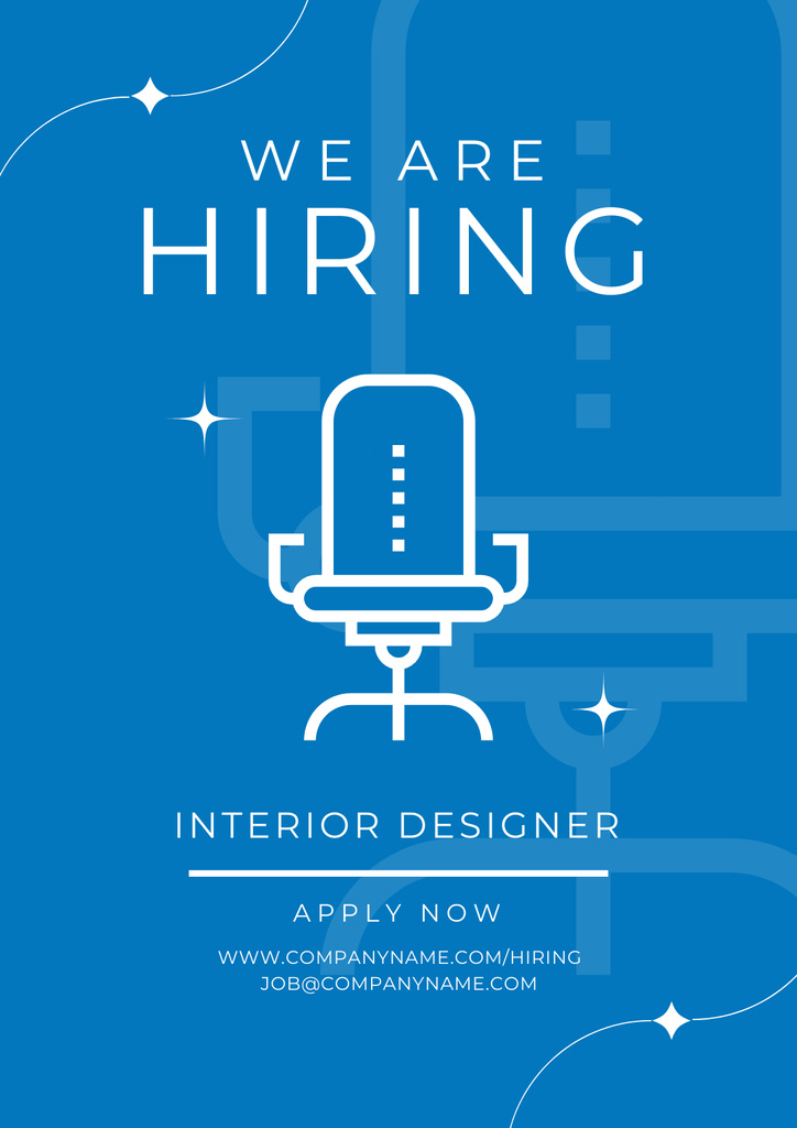 Interior Designer Vacancy  with Office Chair Poster – шаблон для дизайну