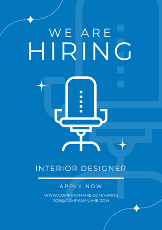 Interior Designer Vacancy  with Office Chair Poster Design Template