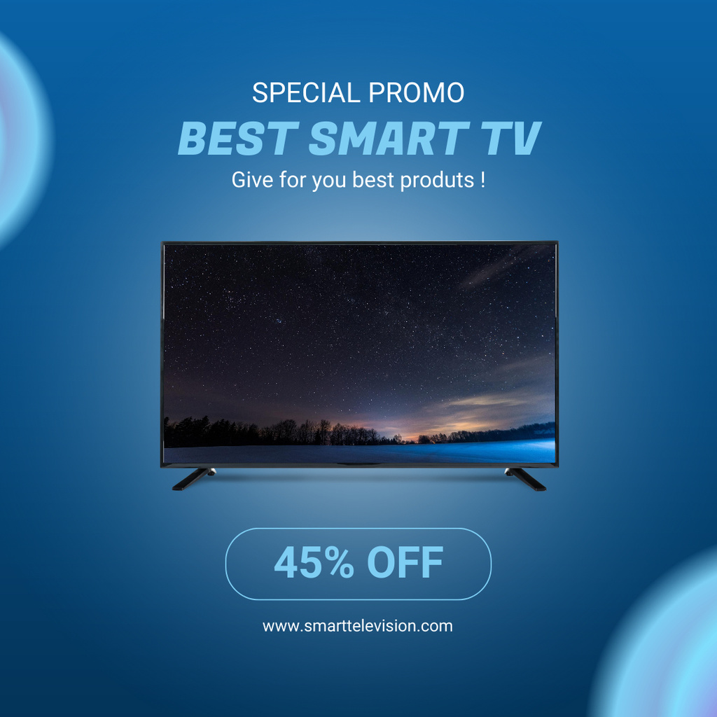 Best Smart TV Discount Announcement Instagram AD Design Template