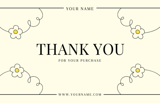 Template di design Thank You Text with Simple Hand Drawing Daisies Thank You Card 5.5x8.5in