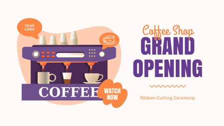 Coffee Shop Grand Opening With Ribbon Cutting Ceremony Youtube Thumbnail Design Template