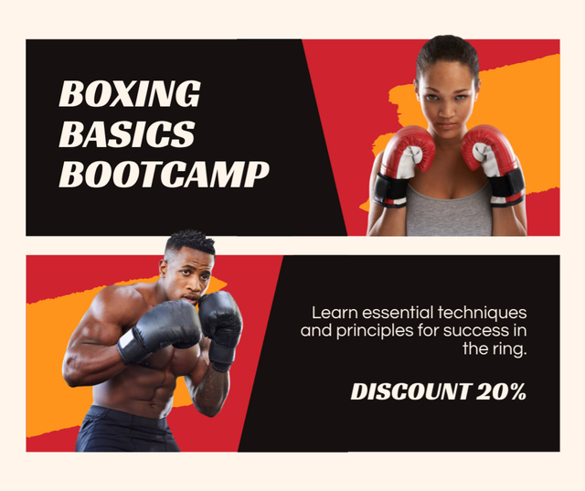 Designvorlage Discount on Boxing Basics Class für Facebook