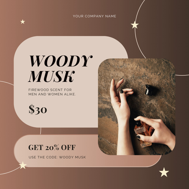 Perfume Ad with Wooden Scent Instagram Design Template