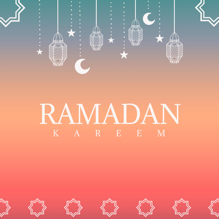 Pozdrav lucerny na měsíc ramadánu Instagram Šablona návrhu