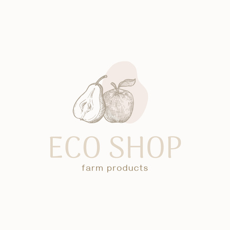 Farm Products Offer with Pear and Apple Logo Design Template