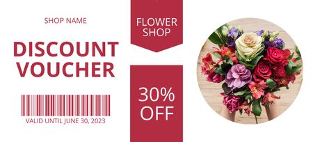 Flower Shop Discount Voucher Coupon 3.75x8.25in Design Template