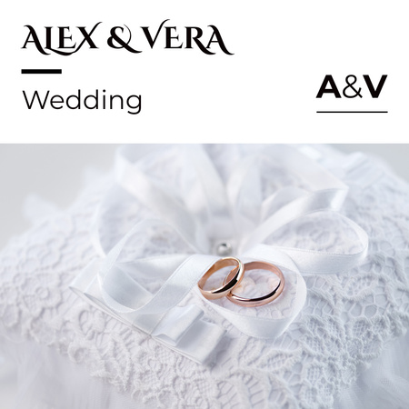 Designvorlage Fotos der Hochzeit mit goldenen Ringen für Photo Book