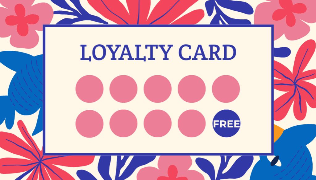 Flower Shop's Loyalty Program on Blue and Purple Business Card US Tasarım Şablonu