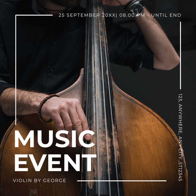 Designvorlage Event Announcement with Music Instrument für Instagram