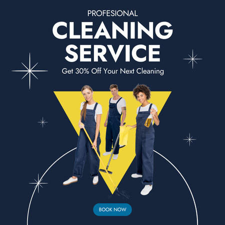 Cleaning Services Offer with Professional Team Instagram AD Design Template