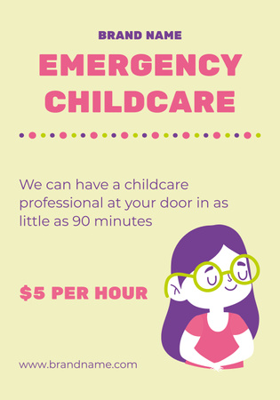 Emergency Childcare Services Poster 28x40in Tasarım Şablonu