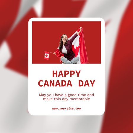 Designvorlage mädchen feiern kanada-tag für Instagram