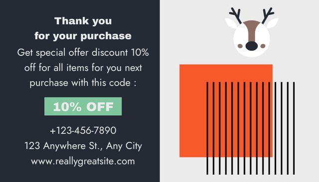 Modèle de visuel Christmas Sale Offer with Deer Illustration - Business Card US
