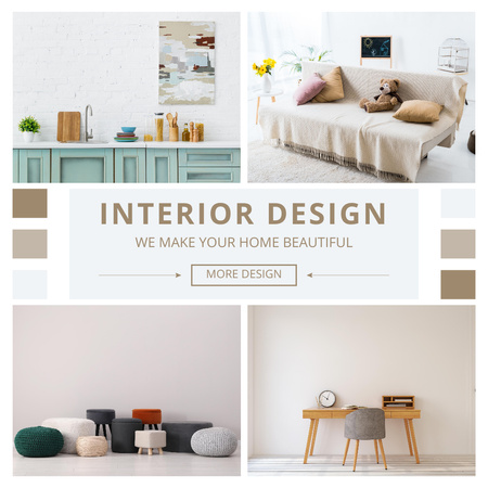 Designvorlage Collage of Beautiful Interior Designs für Instagram AD
