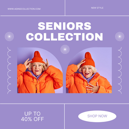 Clothing Collection For Seniors With Discount Instagram Design Template
