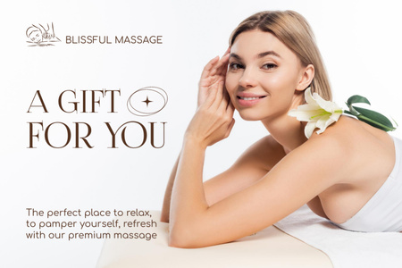 Beautiful Woman for Massage Center Advertisement Gift Certificate Design Template